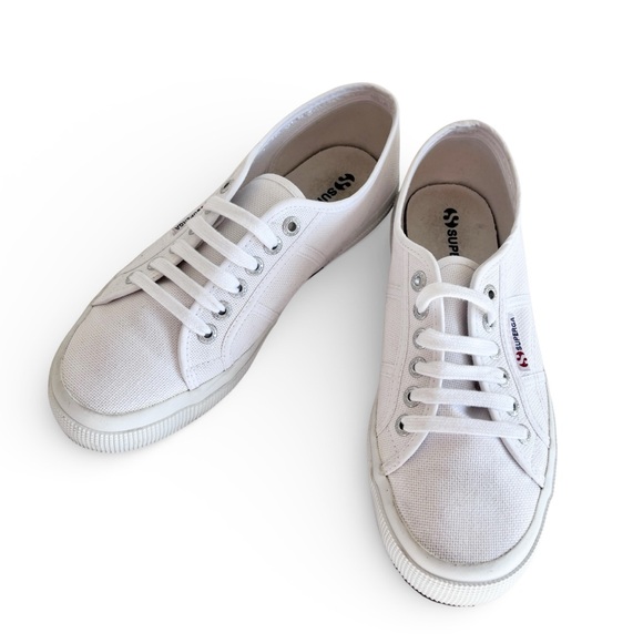 Superga 2750 Cotu Classic White Sneakers Women’s 8 Low Top Canvas Lace Up Shoes - Picture 8 of 11
